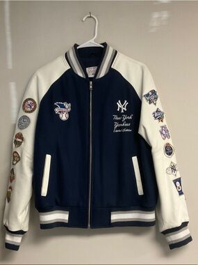 New York Yankees Navy and White Varsity Bomber Jacket
